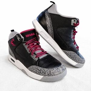 Shag Kids High-Top Sneakers - Black and Gray with Pink Accents